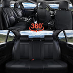 Coverado Car Seat Covers Full Set, Premium Nappa Leather Seat Covers for Car, Waterproof Car Seat Protector with Lumbar Support, Automotive Seat Covers Universal Fit for Most Cars SUV Truck(Black)