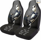 GENANY Nightmare Skellington Car Seat Covers Set of 2, Horror Breathable Front Seat Covers for Truck Sedan SUV, Spooky Car Accessories, Horror Gift for Women Men