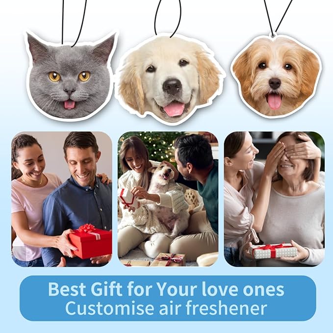 Personalized Photo Car Air Freshener – Custom Double-Sided Print – Fresh Linen Scent – Eco-Friendly, Long-Lasting Fragrance – For Family, Friends, Lovers (Crop)