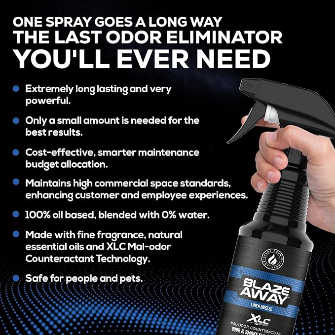 Blaze Away Commercial Air Freshener & Odor Eliminator for Strong Odor - Industrial-Grade Room Spray & Room Deodorizer for Home, Car, Smoke & Pet Odors - Long-Lasting Odor Absorber, Room Fresheners