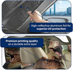 GENANY T-Rex Dinosaur Family Funny Windshield Sun Shade for Car SUV Truck (55x30 Inches), Sun Shade for Front Windows, Protector Blocks UV, Spring Car Decor