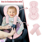 GFU Infant Car Seat Insert Head and Body Support, Reversible Newborn Insert for Carseat with Strap Pads, Soft Stroller Cushion Pillow Insert for Boys and Girls, Fits for Stroller, Swing, Pink