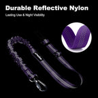 Dog Seat Belt for Car, Adjustable Dog Car Harness Seatbelt for Small Medium Large Dogs, Heavy Duty Travel Safety Restraint with Locking Aluminum Hook & Reflective Nylon Strap, Purple