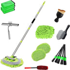 62" Car Wash Brush Kit 20Pcs - Chenille Microfiber Wash Mop Mitt Interior/Exterior Cleaning Detail Brush Wheel Brush Windshield Window Squeegee for Cars RV Truck Boat