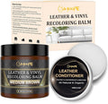 8.8oz Leather Recoloring Balm with 100ml Mink Oil,Medium Brown Leather Repair Kit for Furniture,Leather Repair Cream,Leather Scratch Repair for Car Interior,Leather Conditioner for Couch