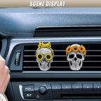 Halloween Skull Car Air Fresheners Vent Clips, Cute Skeleton Car Dashboard Air Vent Trim Clip Accessories, Cool Auto Aroma Diffuser Interior Decoration for Christmas Funny Present (2PCS)