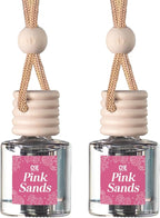 C&E Craft Co Hanging Car Air Freshener Diffuser 2 Pack, Long Lasting Fragrance Oil Car Freshener, Glass Bottle Auto Air Freshener, Made in USA (Pink Sands)