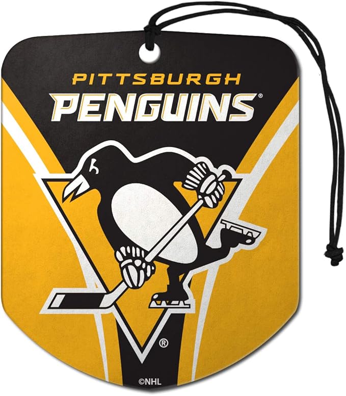 FANMATS NHL - Pittsburgh Penguins Air Freshener 2-pk 2.75” x 3.5” -"Penguins Logo & Wordmark2