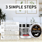 8.5oz Leather Recoloring Balm with 100ml Mink Oil,White Leather Repair kit for Furniture and Car Interior,Leather Couch Scratch Repair,Leather Dye Paint,Mink Oil for Leather