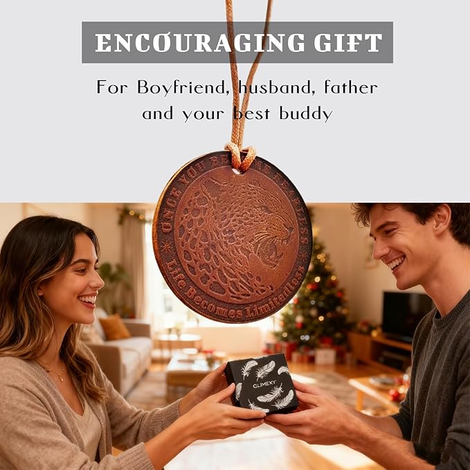 Leopard Car Accessories Handmade Leather Air Freshener Hanging Cool Car Accessories for Men Birthday Gifts Unique Backpack Accessories for Men