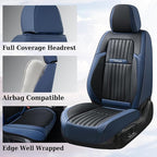 Coverado Car Seat Covers Full Set, Car Seat Protector Car Seat Cushion, Nappa Leather Seat Covers for Cars, Front and Back Seat Protectors Cushions Universal Fit for Most Cars Vehicles(Blue&Black)