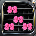 Bow Car Air Freshener Clips, 4 Pcs Cute Bow Car Air Vent Clip, Coquette Auto Air Conditioning Outlet Diffuser Perfume Clips, Interior Decoration, Auto Decor for Women Girls (Rose Red, 1.69in)