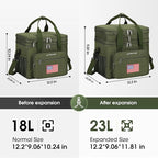 Maelstrom Lunch Box, 23L Insulated Lunch Bag, Expandable Double Deck Cooler Bag, Lightweight Leakproof Tote Bag With Side Tissue Pocket, Suit For Men and Women (G.Army Green with DIY Hook-and-Loop)