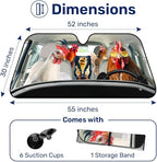 GENANY Farm Chicken Family Funny Windshield Sun Shade for Car SUV Truck (55x30 Inches), Sun Shade Windshield, Protector Blocks UV, Spring Car Decor