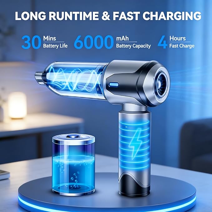 Handheld Car Vacuum Cleaner, 22000Pa High Power Hand Held Vacuum Cordless, 9-in-1 Car Vacuum Portable Cordless, 120W Handheld Vacuum with Multi-Nozzles for Auto, Home, Office, Pet