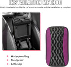 Car Center Console Cushion Pad, PU Leather Waterproof Auto Armrest Box Cover Protector, Comfortable Armrest Seat Box Cover Mat, Universal Car Accessories for SUV Truck (Purple)