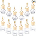 Patelai 12 Pcs 8ml Hanging Car Air Freshener Perfume Bottle Empty Clear Glass Essential Diffuser Oil Aromatherapy Fragrance Perfume Pendant Glass Bottle Decor(Stylish Style)