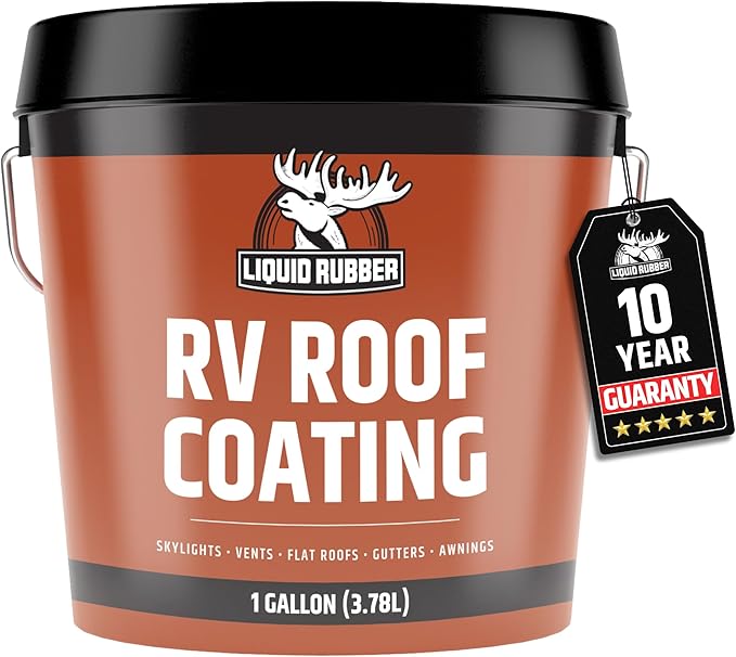 Liquid Rubber RV Roof Sealant- Professional-Grade Solar Reflective Flexible Waterproof Membrane Coating for EPDM, TPO, Fiberglass & Aluminum Camper & Travel Trailers- Brilliant White, 1 Gallon