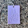 Air Flair | Leather Car Air Freshener | Rectangle I Love You (Lilac, Baja Cactus)