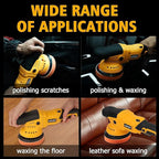 Cordless Car Buffer Polisher, 2x2000mAh 21V Batteries 5 Inch Random Orbital Polisher for Car Detailing, Waxing, Polishing, Scratch Removing, 6 Variable Speed Car Buffer Polishing Kit