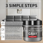 Leather Recoloring Balm,8.5oz Leather Color Restorer,Gray Leather Repair kit for Furniture and Car Interior,Leather Couch Scratch Repair,Leather Dye Paint for Faded,Cracked and Damaged Leather