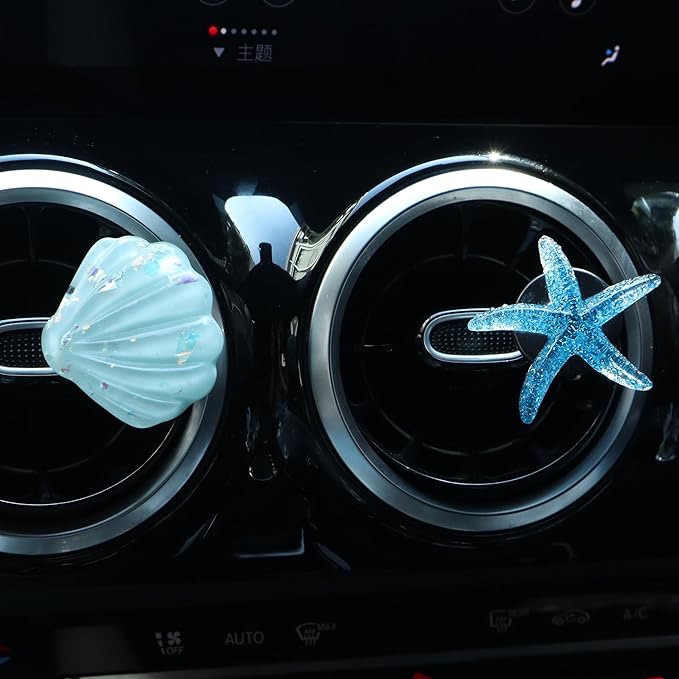 8Pcs Shell and Starfish Car Air Vent Clips, Colorful Ocean Series Car Air Freshener Vent Clip, Cute Car Interior Decoration Accessories(1.6inch/4cm)