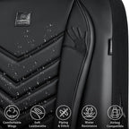 CAR PASS 3D Foam Faux Leather Car Seat Covers Front Seats,Waterproof Leather Front Seat Cover for Cars,Luxury Universal Fit for SUV Truck Sedan Automotive, Armrest Airbag Compatible Anti-Slip, Black