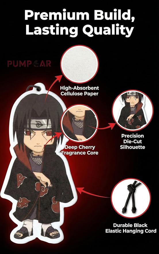PumpCar 2 pieces double-sided Itachi hanging cartoon cherry-scented funny car air freshener Cool hanging for rearview mirror Car Interior Accessories Gifts