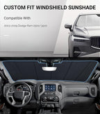 Windshield Sun Shade for Ram 2500/3500 2002-2009. Reflective Aluminum Film Front Window Sunshade - BLAZBLOCK