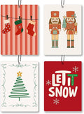 Gilry Christmas Car Air Freshener 4 Pcs - Christmas Tree Star Stocking Snowflake Air Freshener Hanging Decor for Cars Closet Drawer Books, Gilry Santa Car Accessories Mirror Decor for Women