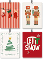 Gilry Christmas Car Air Freshener 4 Pcs - Christmas Tree Star Stocking Snowflake Air Freshener Hanging Decor for Cars Closet Drawer Books, Gilry Santa Car Accessories Mirror Decor for Women