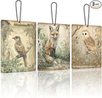 Vintage Woodland Animal Lavender Car Air Freshener 3, Mystical Enchanted Forest Fox Bird Owl Scents Air Freshener for Women Girls, Retro Car Accessories Interior Mirror Decor Hanging