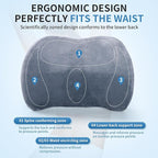 Lumbar Support Pillow for Car, Memory Foam Back Support Lumbar Pillow for Car, Gaming, Office Chair, Ergonomic for Lower Back Pain Relief, Comfortable and Soft Fabric, Crey
