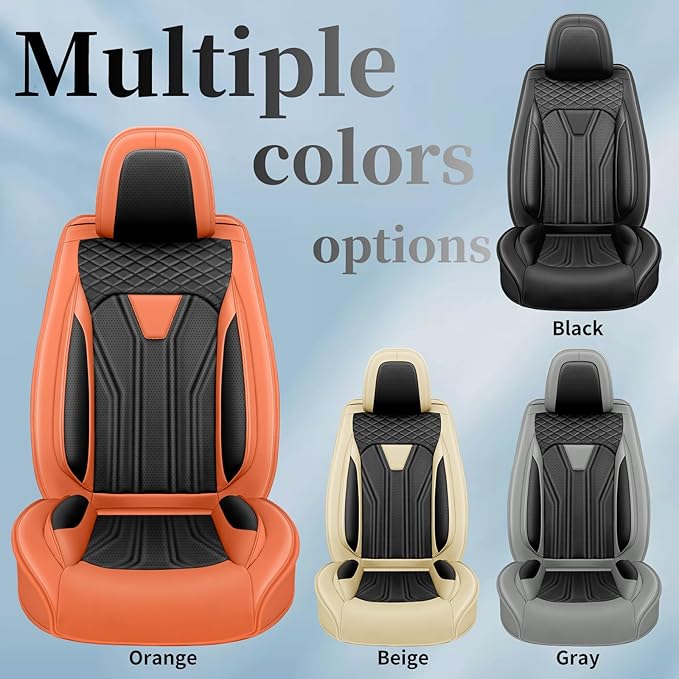 Fit Sonata Car Seat Covers Premium Leather for Hyundai Sonata 2007-2025 2026. Waterproof， Breathable, Scratch-Resistant & All-Weather Seat Cushion Protector（Full Set,Orange&Black