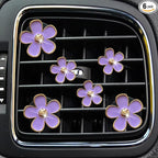 Daisy Air Vent Clips - 6 Pcs Cute Flower A/C Outlet Clip, Car Freshener Clip Charm, Colorful Car Interior Accessories for GirlsWomen (Purple)