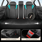 Coverado Seat Covers Full Set, Faux Leather Car Seat Covers for Cars, Waterproof Car Seat Cover, Universal Seat Covers, Car Seat Protector Car Seat Cushion Universal Fit Most Cars Trucks, Black&Blue