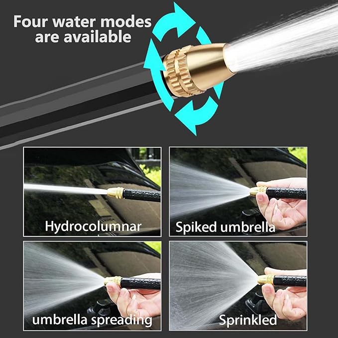 98ft Household Car Wash Water Gun, Garden Hose, Car Wash Hose Kit with Extended Reach Pole Gun, 3 Quick-Connect Fittings & Foam Sprayer Bottles for Outdoor Cleaning, Lawn Care, and Vehicle Washing