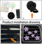 Daisy Air Vent Clips - 6 Pcs Cute Flower A/C Outlet Clip, Car Freshener Clip Charm, Colorful Car Interior Accessories for GirlsWomen (Purple)