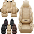 Leather Car Seat Covers Fit for Toyota Camry Solara 2004-2008, 5 Seater Car Seat Cover, Premium Waterproof, Scratch Resistant Car Interior Accessories (Full Set Beige)