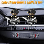 2Pcs Car Air Fresheners, Cute Bear Pilot Automotive Air Outlet Creative Car Perfume Diffuser, Automotive Accessories Air Vent Decoration with 8 Fragrant Tablets (Black 1+Black 1)