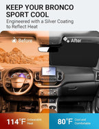 Proadsy 2026 Upgrade Windshield Sun Shade Custom Fit Ford Bronco Sport 2021-2025 2026 4-Layer Foldable Front Sunshade Protector Sun Visor Blocks UV Rays Keep Car Cooler