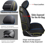 CAPITAUTO Leather Car Seat Covers, Waterproof Faux Leatherette Cushion Cover for Cars SUV Pick-up Truck Universal Fit Set for Auto Interior Accessories(2 Front Blue&Black)