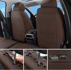 Car Seat Covers Full Set Brown,Luxury Faux Leather Car Seat Covers Waterproof Non-Slip Seat Protector Universal Fit for Most Cars SUVs Trucks Pick-ups, Car Accessories Interior(Brown-Full Set)