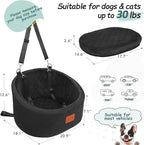 Dog Car Seat for Small Dogs Up to 30 Lbs,Ultra Soft Fabric Fill in Comfy Memory Foam,Happy Pet Ride,2 Safety Dog Leashes,Fully Detachable and Washable,Anti Slip Base(Black)