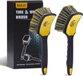 Wheel & Tire Brush Set, 2 Pack Car Wheel Brush & Tire Cleaner Brushes, Soft Bristle Rim Brush and Stiff Tire Scrub Brush, Scratch-Free Wheel Cleaning Kit for Car Detailing, Trucks, SUVs