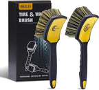 Wheel & Tire Brush Set, 2 Pack Car Wheel Brush & Tire Cleaner Brushes, Soft Bristle Rim Brush and Stiff Tire Scrub Brush, Scratch-Free Wheel Cleaning Kit for Car Detailing, Trucks, SUVs