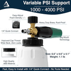DBR Tech® Foam Cannon for Pressure Washer | Pro Grade, 1.1mm Orifice, 1000-4000 PSI