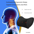 Lumbar Support Pillow for Car, Car Neck Pillow Kit for Pain Relief with Adjustable Strap, Car Headrest Pillow Ergonomic Design for Comfort