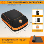 Sailnovo Rooftop Cargo Carrier, 15 Cubic Waterproof Soft-Shell Car Roof Cargo Carrier for Top of Vehicle with/Without Roof Rack, Car Top Carrier with Anti-Slip Mat, Safety Hooks & Storage Bag
