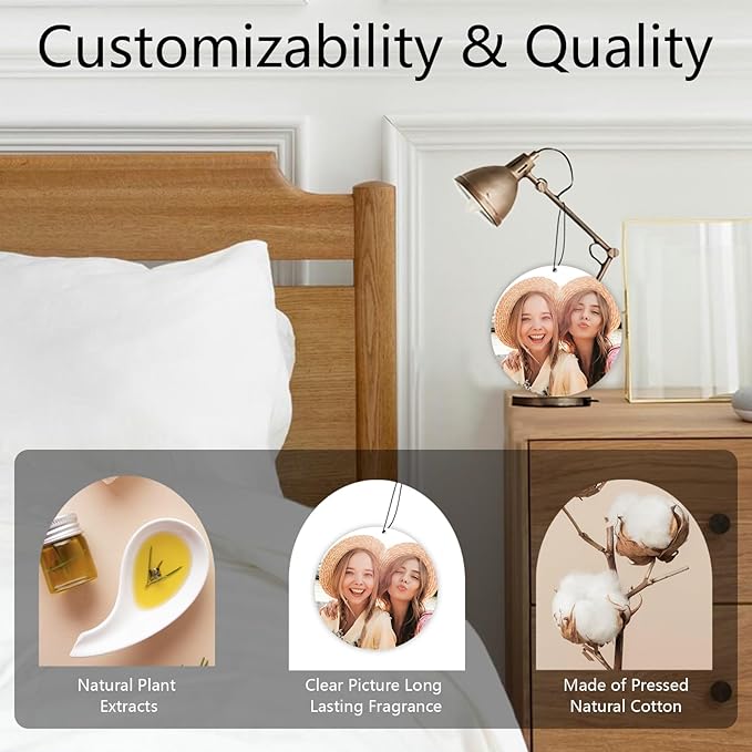 Custom Air Fresheners with Picture, Personalized Photo Air Freshener for Car Wardrobe Bathroom Hanging Ornaments (Round-)